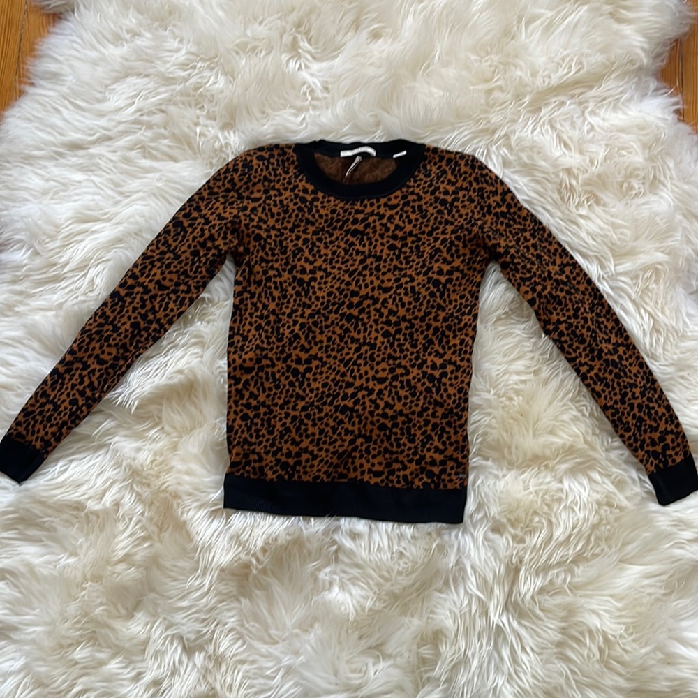 Brown Leopard Print Crewneck Sweater - Women